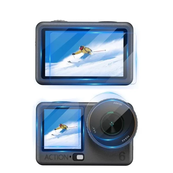 ULBTER Protection d'écran pour DJI Osmo Action 4 capuchon d'objectif [2 6 pièces], 0,3 mm, dureté 9H, protection en verre trempé, anti-rayures, anti- bulles